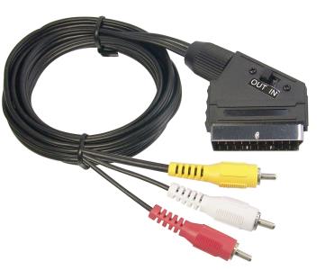 Scart to 3 RCA Plugs (with Input Output Switch) Cable - 1.5m
